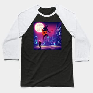 Giant Robot Guitar Player In The City Baseball T-Shirt